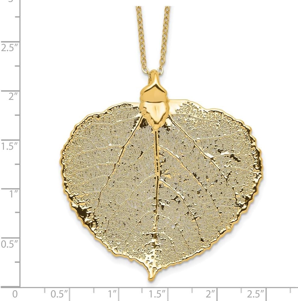 24K Gold Dipped Aspen Leaf Gold-tone Necklace 20"