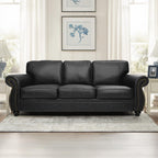 Living Room Furniture Sets,Mid-Century Vintage Sofa Couches with Rivet Design (Brown, Loveseat+3 Seater)