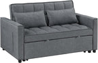 2-in-1 Convertible Loveseat Sofa Bed with Pull Out Bed and Storage Sectional Counch for Living Room, Apartment, Bedroom, Office, Gray