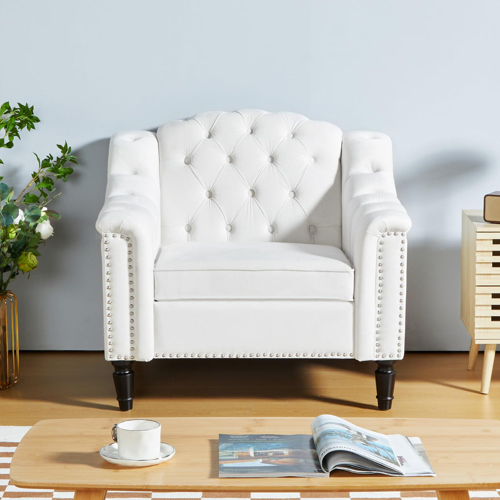 AVZEAR 82" Three Seater Leather Sofa, Chesterfield Sofa, Mid-Century Modern PU Upholstered Sofa Couch, Deep Button Tufted Living Room Sofa with Two Throw Pillows, Black