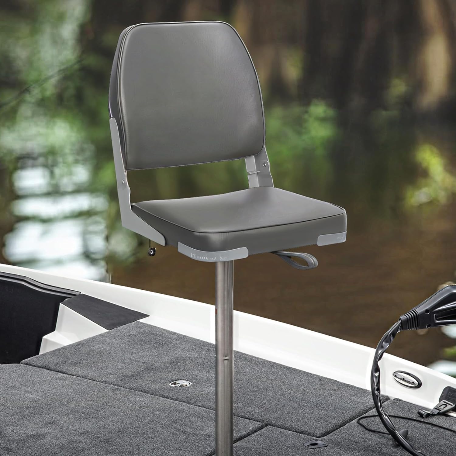 Low Back Boat Seat Fold-Down Fishing Boat Seat, 1 Pack, Dark Gray