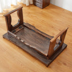 Foldable Wooden Laptop Desk, Breakfast in Bed Serving Tray, Japanese Floor Table for Tea & Coffee, Portable Antique Meditation Altar (23.6”x13.4”x10.6”)