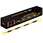 Retractable Barrier for Safety Traffic Cones - 2" OD - Large Yellow and Black Bar Barricade - for Road Construction, Parking, Warning, Temporary Security Divider (40, Orange & White, 72" x 120")