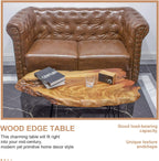 Handcrafted Edge Coffee Table | Natural Wood with Unique Organic Shape | Metal Hairpin Legs for Living Room, Side Table & Boho Decor