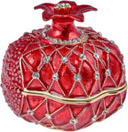Trinket Box Pomegranate Fruit Gold Plated Crystal Enameled Jewelry Holder Small Home Decor Gifts for Women, Men