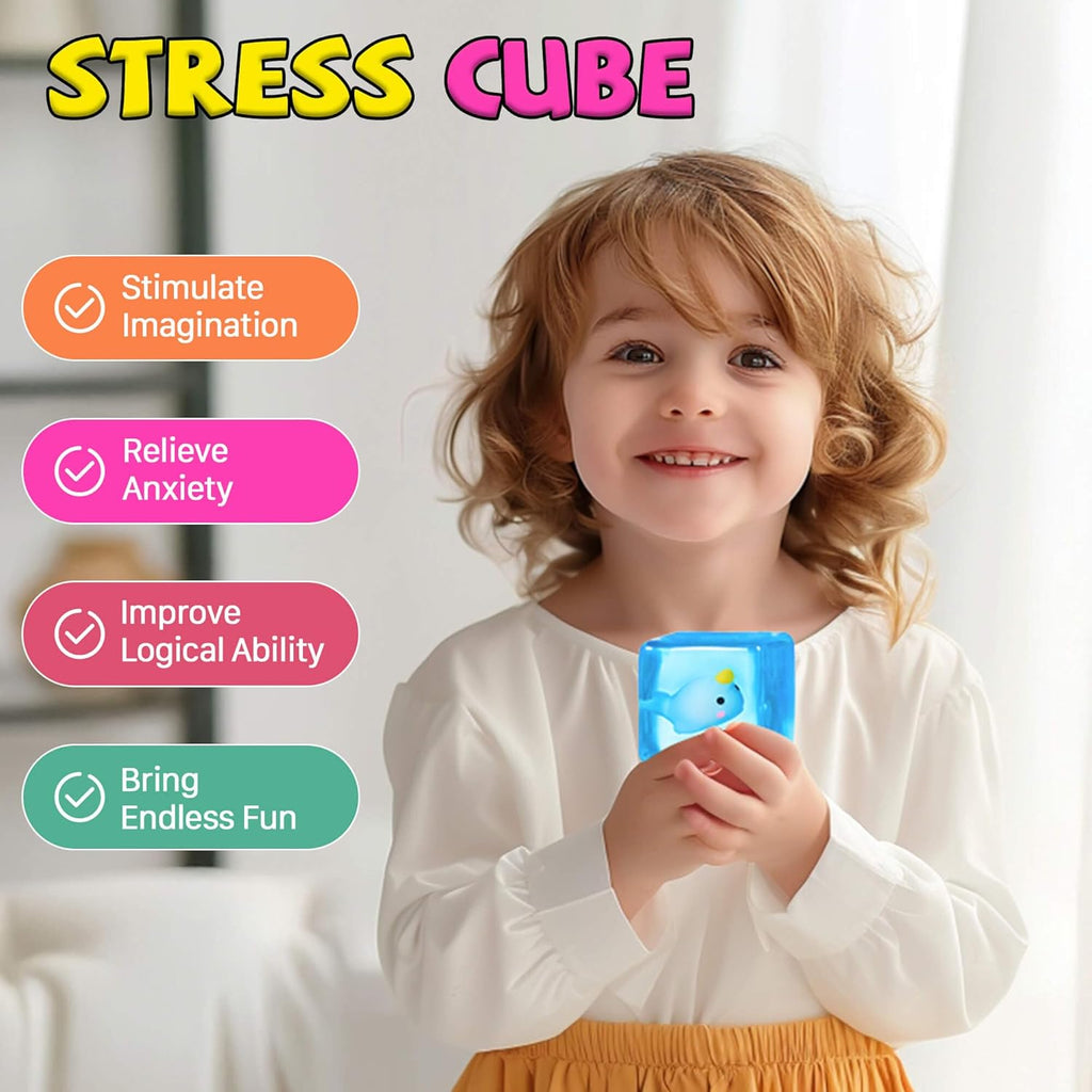 Stress Cube Fidget Toys Adults - Sensory Toys for Kids with Autism Stress Balls for Adults Squishy Toys for Anxiety Squeeze Fidgets for Teens Stress Relief Gifts Easter Basket Stuffers