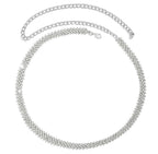 HinyBoeh Women's Rhinestone-Chain-Belt Silver-Diamond-Waist-Belts Adjjustable for Wedding-Bridal Dress 27-36''Waist