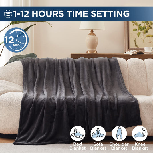 Westinghouse Electric Blanket Queen Size, Super Cozy Soft Flannel 84" x 90" Heated Blanket with 10 Fast Heating Levels & 1-12 Auto-Off, Machine Washable, ETL&FCC Certification, Beige