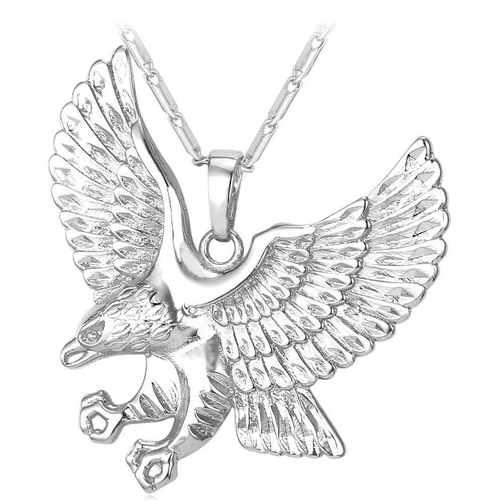 U7 Punk Chameleon/Eagle/Dragon/Hawk/Wolf Necklaces for Men Women, Retro Black Stainless Steel Animal Pendant Personalized Jewelry Gift Cool Necklace with 22 Inch Chain