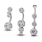 OUFER 3PCS Belly Button Rings, Clear CZ 316L Surgical Steel 14G Belly Rings Dangle Navel Rings Belly Rings Belly Piercing Jewelry