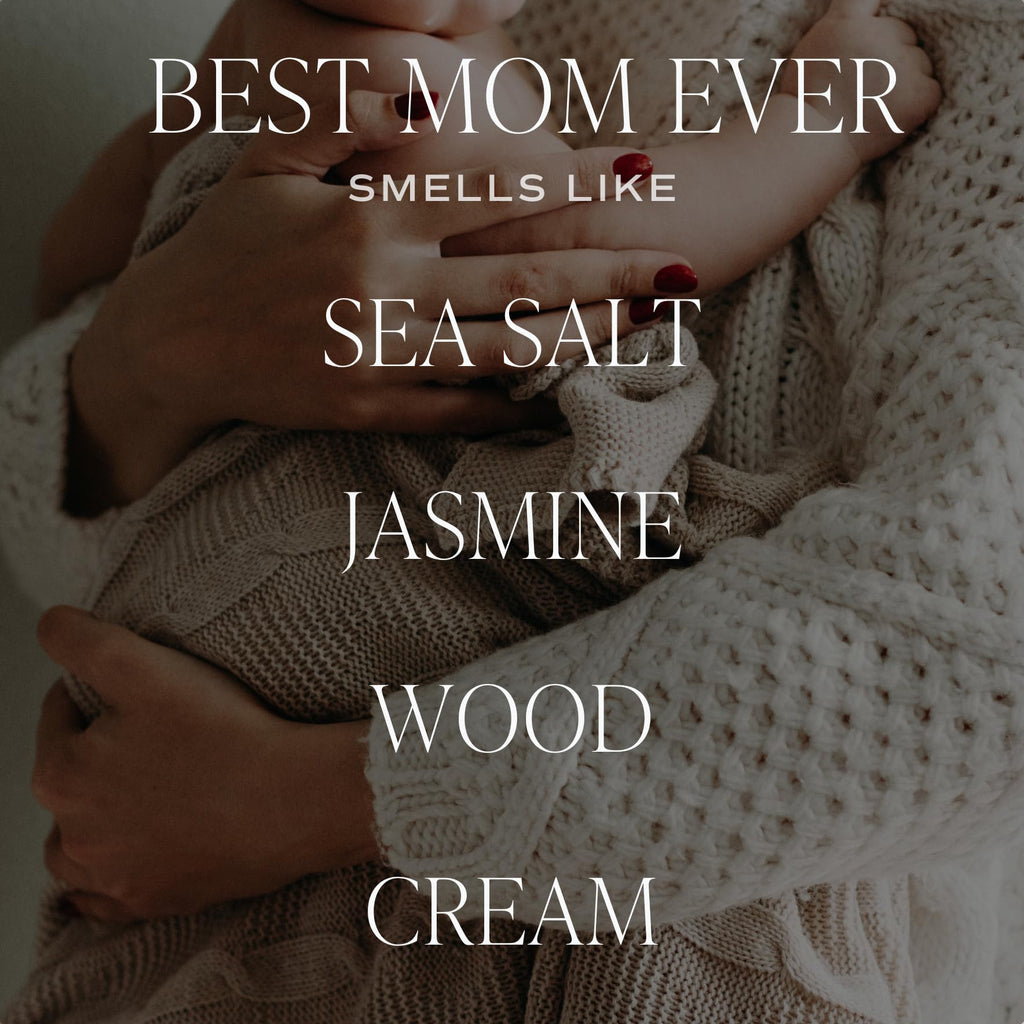 Sweet Water Decor, Best Mom Ever Candle - Sea Salt, Jasmine, Cream, and Wood Scented Soy Wax Candle for Mom - 9oz Clear Jar, 40 Hour Burn Time, Made in the USA