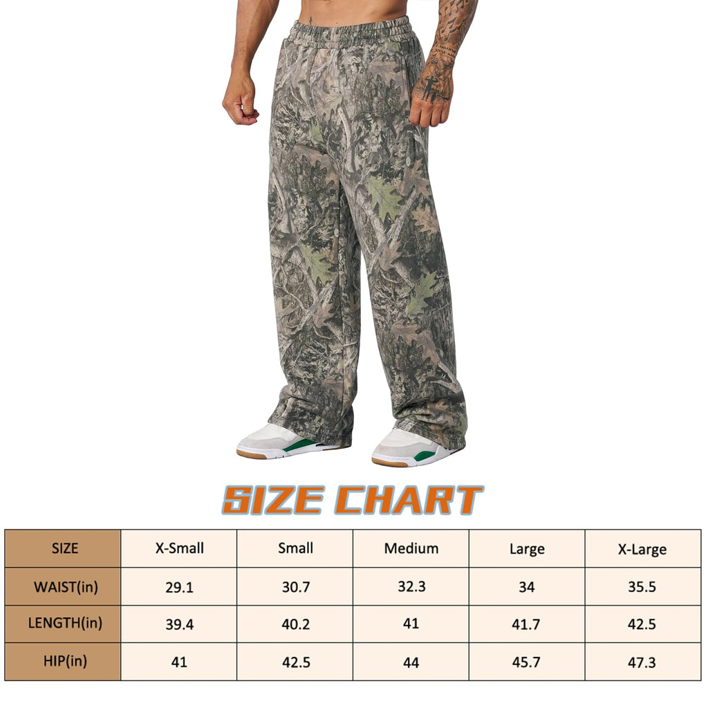 DIOTSR Mens Baggy Sweatpants Athletic Graphic Print Joggers Workout Streetwear Pants with Pockets (Green Tree,Large)