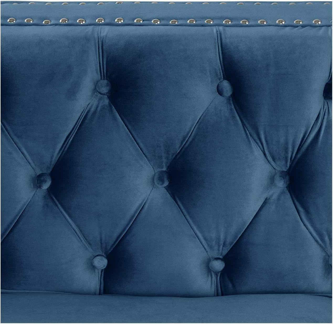 Morden Fort Sofas for Living Room, 85" Blue Chesterfield Sofa with Button Tufted & Nailhead Trim, Classic Velvet Upholstered Sofa for Office, Apartment, Home