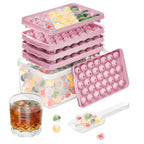 3 Pack Ice Trays for Freezer, 99 PCS Ice Cube Tray with Lid and Bin, Round Ice Cube Mold, Circle Ice Maker for Chilling Drinks (0.8 inch, Blue)