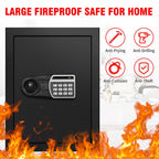 ToruKeep Cassaforte Ignifuga da 2,4 Cub per Documenti Domestici, Cassaforti per Casa Ignifughe e Impermeabili con Serratura a Combinazione Digitale, Cassaforte Ignifuga con Ripiano Rimovibile, Luce Sensore