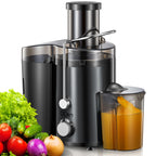 QCen Juicer Machine, 500W Centrifugal Juicer Extractor with Wide Mouth 3” Feed Chute for Fruit Vegetable, Easy to Clean, Stainless Steel, BPA-free (Aqua)