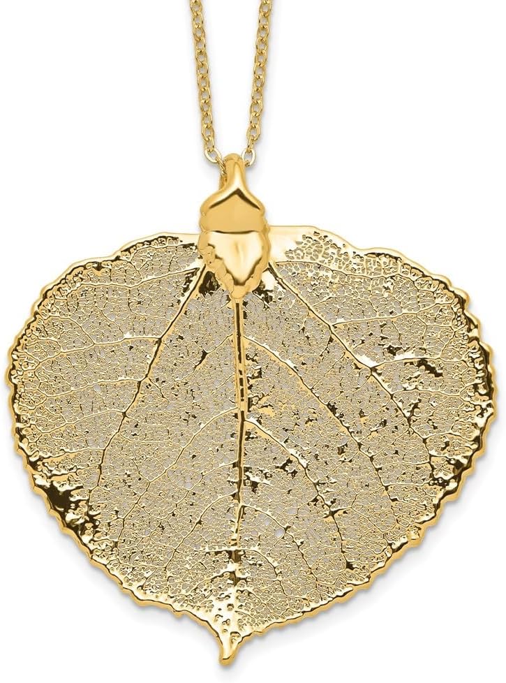 24K Gold Dipped Aspen Leaf Gold-tone Necklace 20"