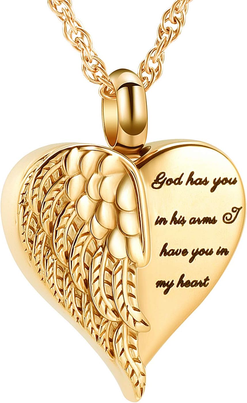 shajwo Cremation Heart Urn Necklace Ashes Jewelry for Women Men Keepsake Pendant Memorial Locket Ash Holder