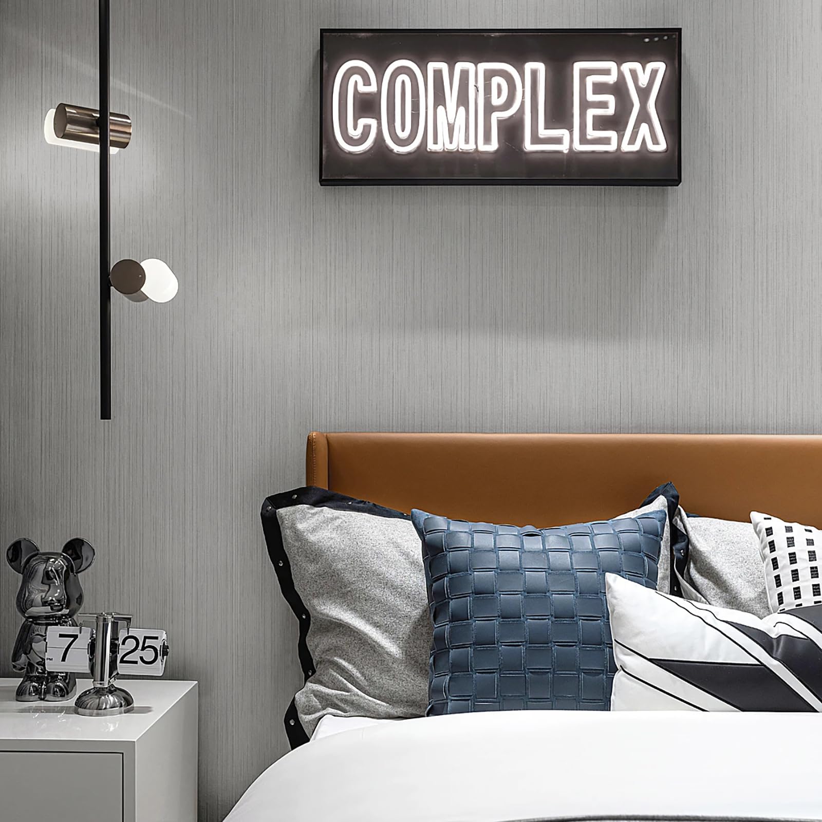 کاغذ دیواری پارچه‌ای خاکستری کیانگ‌لایو، کاغذ دیواری قابل جدا شدن و چسبان، کاغذ تماس با بافت، ۱۵.۷"x120"، کاغذ دیواری وینتیج، قابل جدا شدن، ضدآب، مناسب برای دیوارهای اتاق، کابینت‌ها، مبلمان، کشوها، میز