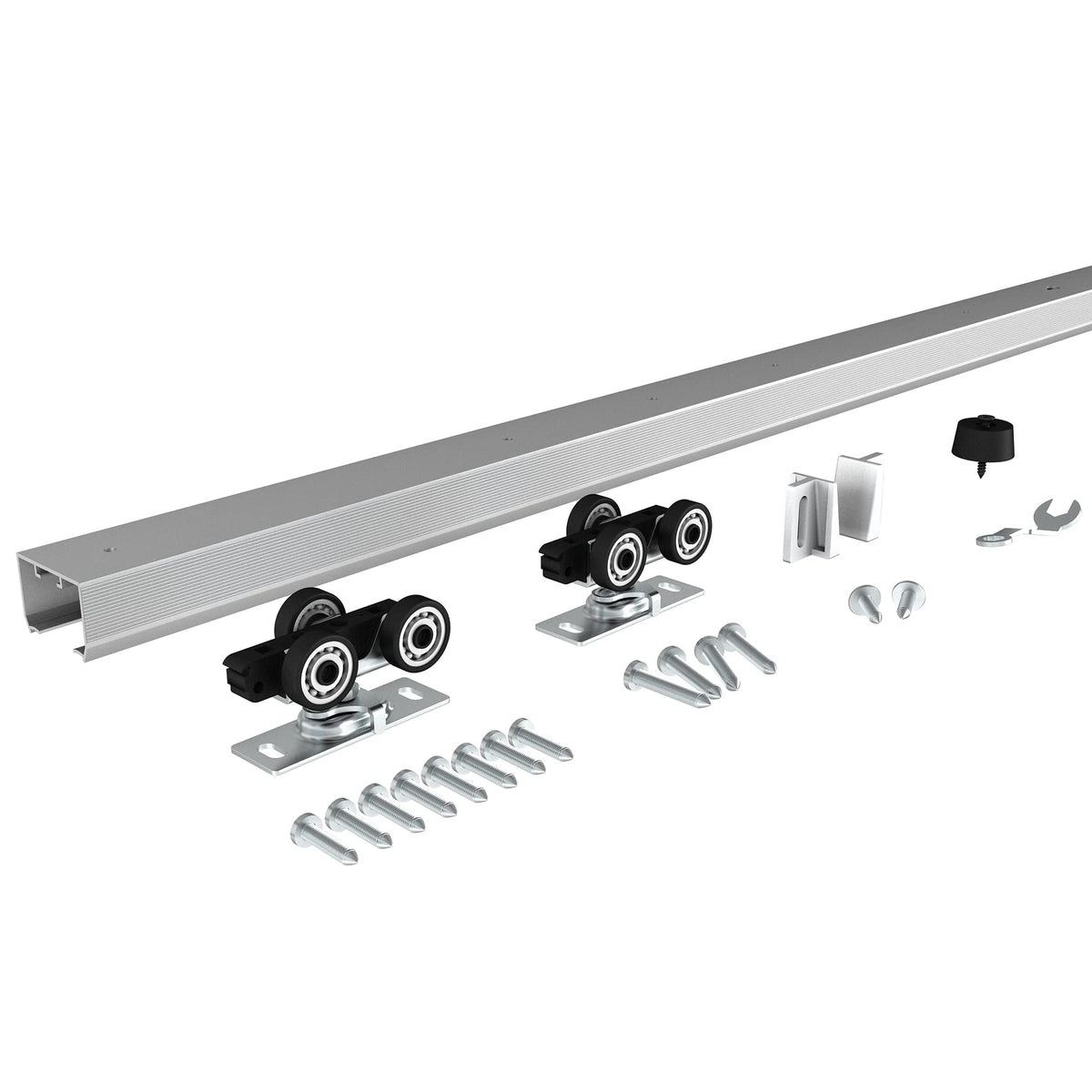 JUBEST Ensemble de quincaillerie et rail pour porte coulissante de poche de qualité commerciale 5FT, quincaillerie pour porte coulissante 56,7", durable et fluide, facile à installer