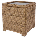 Classic Patio Coffee Table with Storage, Hand-Woven HDPE Rattan Wicker Outdoor Coffee Tables, Tempered Glass Flip-Top, Waterproof for Porch Backyard (40''Wx19''Dx22''H, Light Brown)