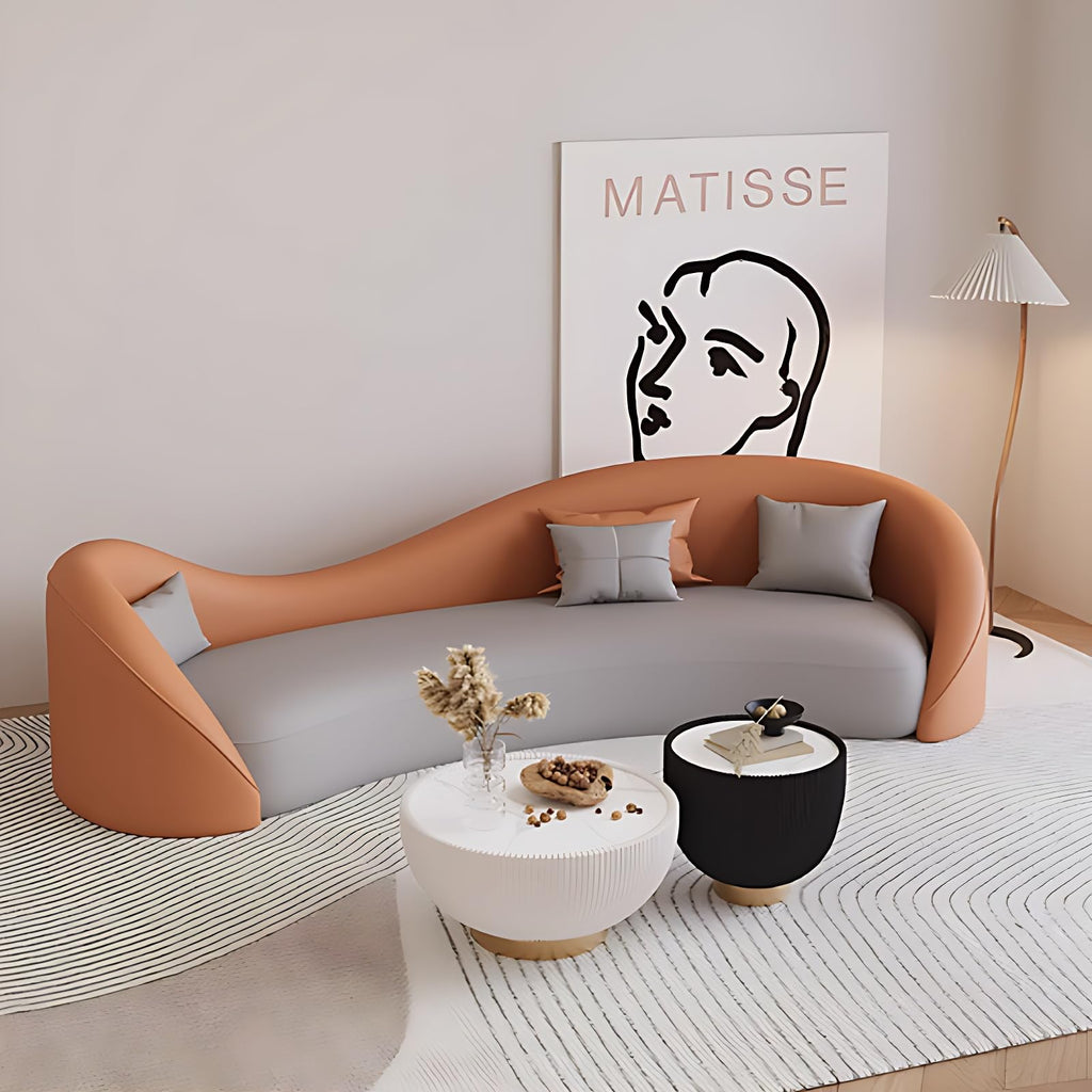 Couch Sets - Modern Curved Sectional Sofa Set with Chair, Stylish Sectional Couches with Coffee Table for Living Room, Office, Lounge, and Reception Areas (Orange Sofa-2 Sofa Chair, 78IN)