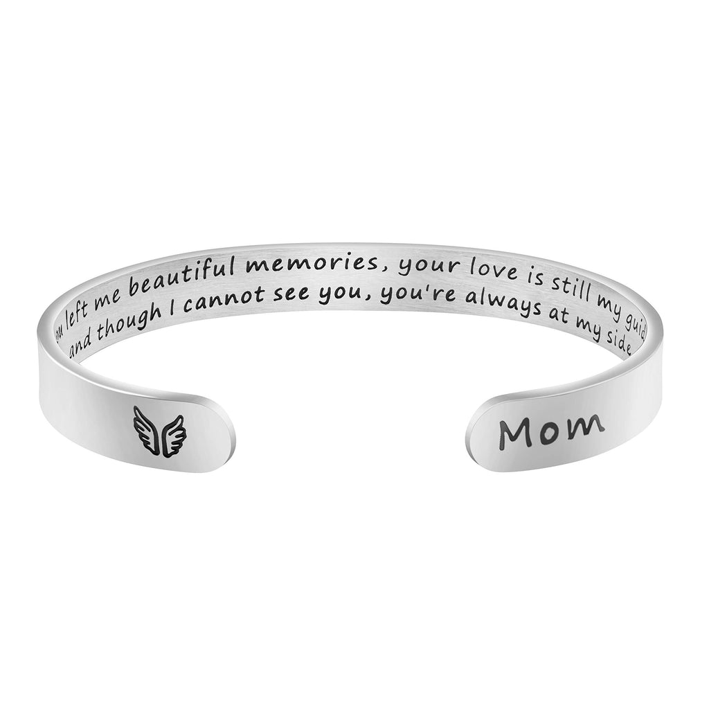 JoycuFF Memorial Gifts for Loss of Mom Dad in Memory of Jewelry Sympathy Bracelet Bereavement Cuff Secret Message Engraved Grief Gifts for Women