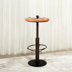 Topower Industrial Pub Table 19.7" Round Solid Pine Wood Top 42.2" Height Bar Table with Metal Base, Tall Pub Table for Kitchen, Dining Room, Coffee Shop, Copper