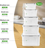 5 PCS Large Fruit Containers for Fridge - Leakproof Food Storage Containers with Removable Colander - Dishwasher & microwave safe Produce Containers Keep Fruits, Vegetables, Berry, Meat Fresh longer