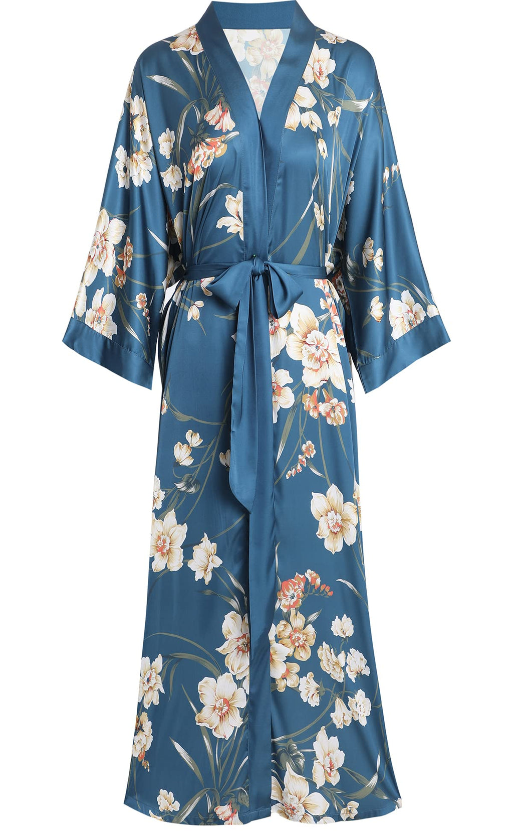 Aensso Long Soft Lightweight Silky Kimonos Robes for Women, Luxury Japanese Floral Womens Kimono Robe