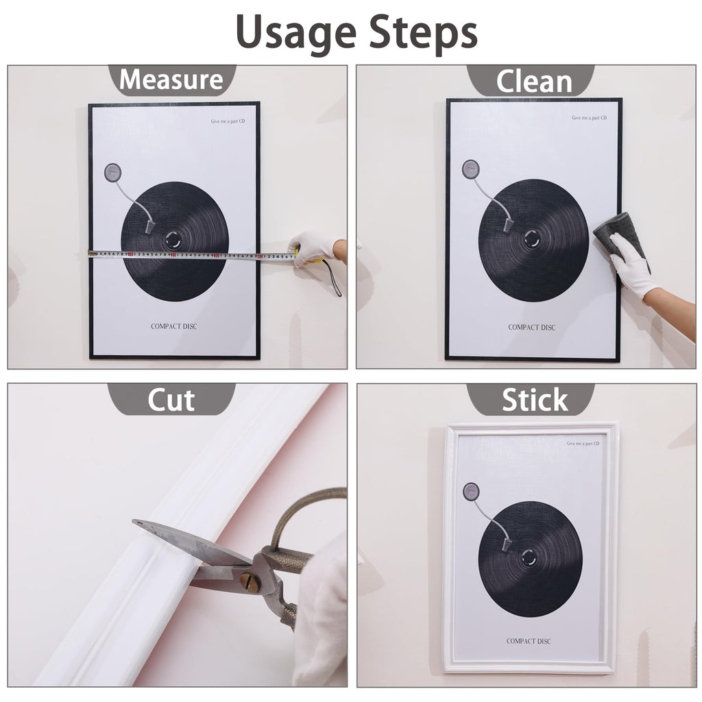 Coengwui Peel and Stick Wall Molding, Chair Rail Wainscoting Panel, Finish Trim for Home Decoration (Paintable White, 9.8ft x 0.9in)