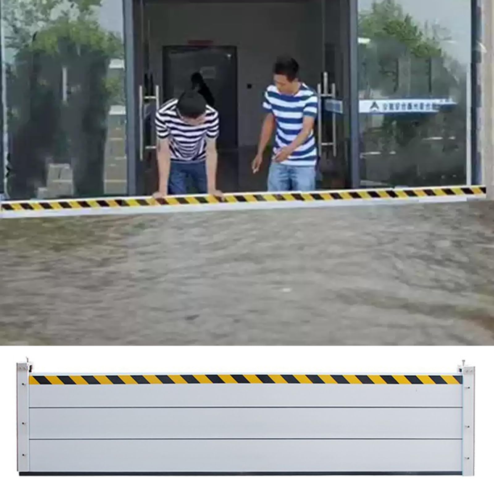 Metal Reusable Removable Flood Gate, Flood Preventing Barrier for Subways Garage, Thick Aluminum Flooding Water Barrier with Reflective Stickers, Length Customized(H-5.2ft(1.6m),L-8ft(2.44m))