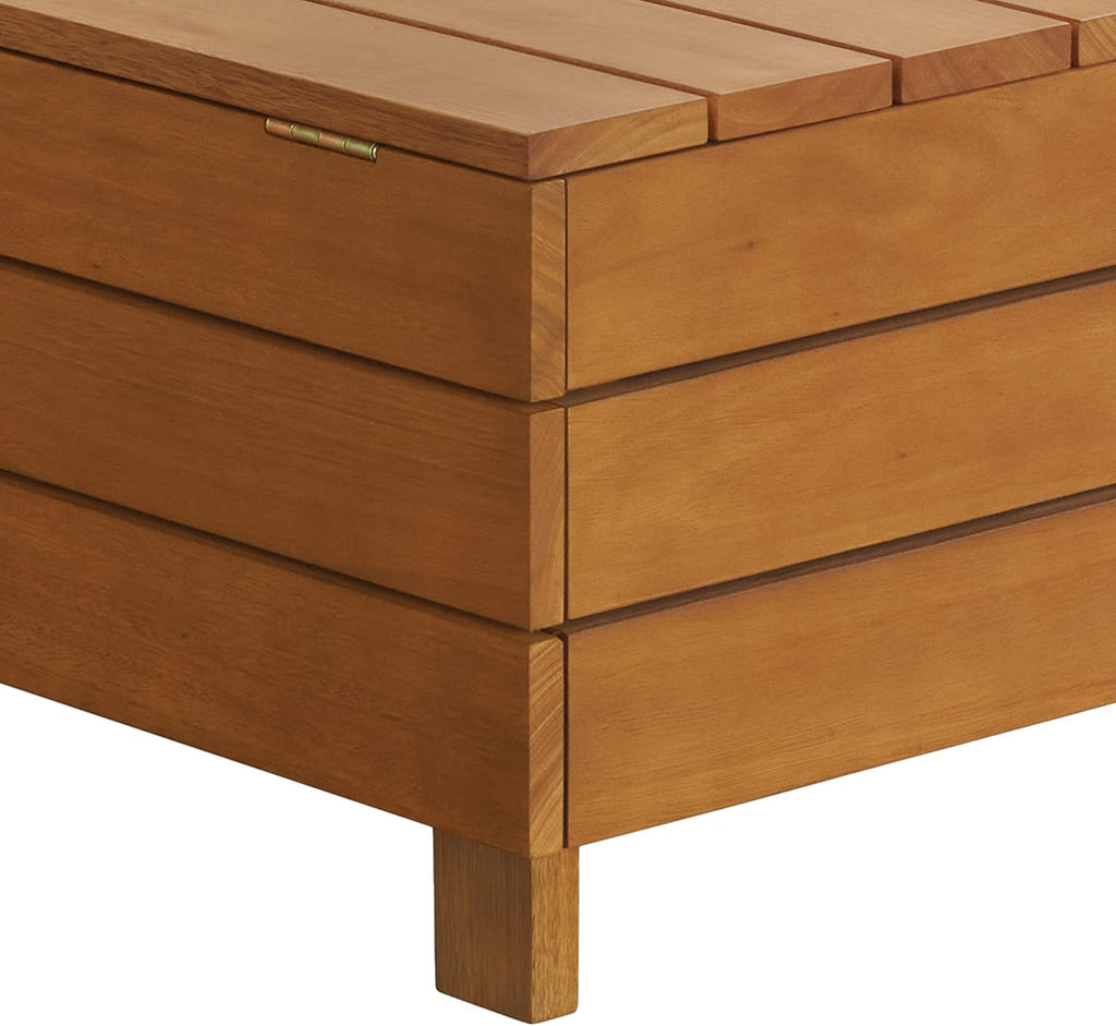 Outdoor Coffee Table - Weather-Resistant Eucalyptus Wood Patio Furniture Table with Lift Top Storage Compartment (Brown)