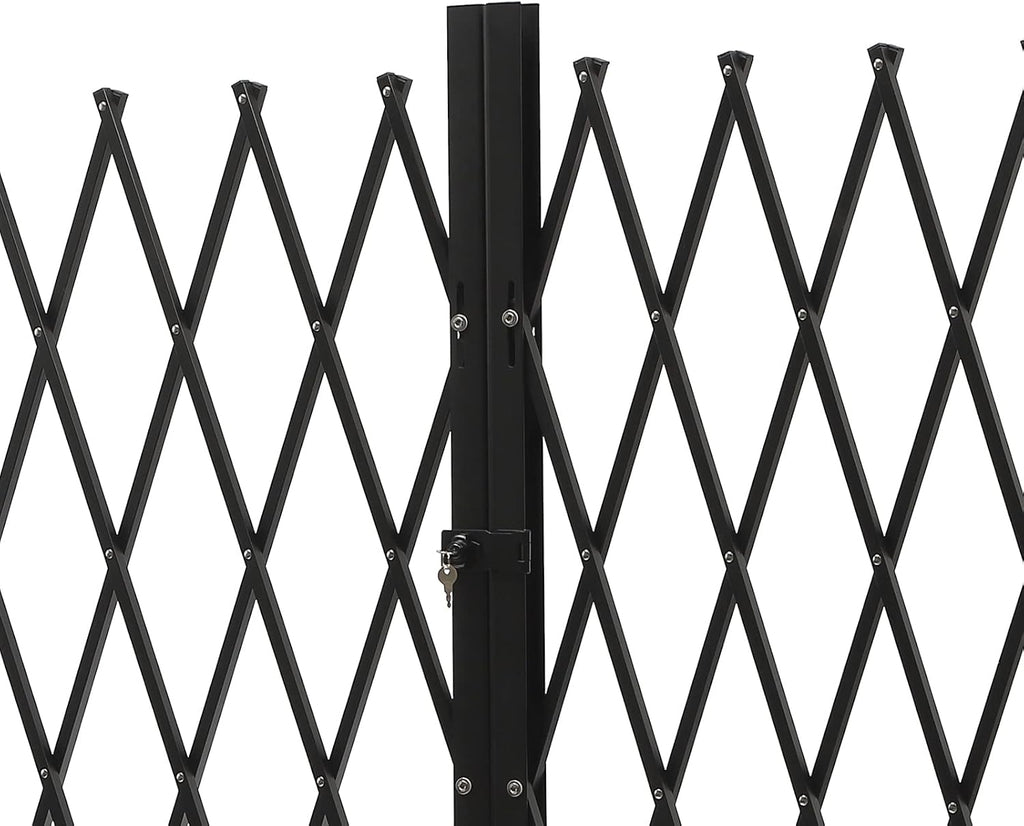 Double Folding Security Door, 5.25' H x 9.84' W Wall Mounted Scissor Gate - Iron & Aluminum Alloy Accordion Gate with 360 Rolling Barricade