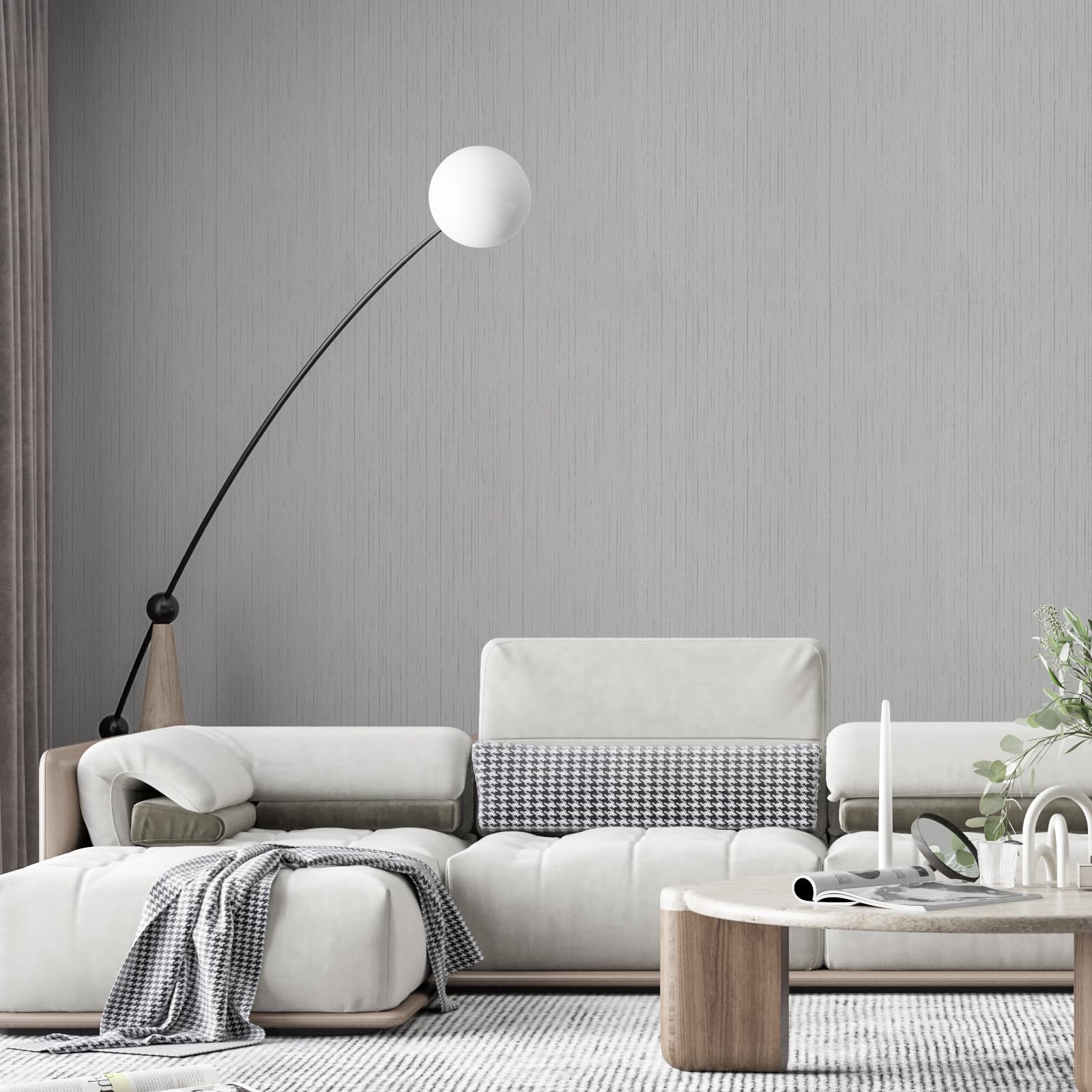 کاغذ دیواری پارچه‌ای خاکستری کیانگ‌لایو، کاغذ دیواری قابل جدا شدن و چسبان، کاغذ تماس با بافت، ۱۵.۷"x120"، کاغذ دیواری وینتیج، قابل جدا شدن، ضدآب، مناسب برای دیوارهای اتاق، کابینت‌ها، مبلمان، کشوها، میز