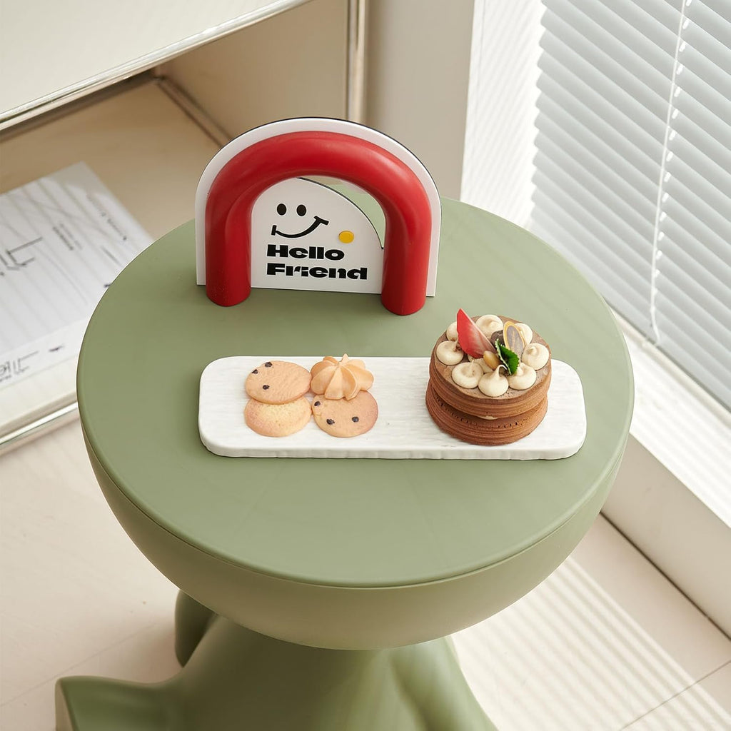 Side Table, Circle Coffee Table, Nightstand, Small End Table Accent Living Room Bedroom Balcony Office, Bedside Home Decor for Living Room, Bedroom, Small Spaces, Easy Assembly (Green)