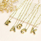 Qyalie Bubble Letter Necklace Balloon Initial Necklaces for Women Dainty Alphabet Pendant 14K Gold Plated Puffy Name Personalized Jewelry (A1, Gold)
