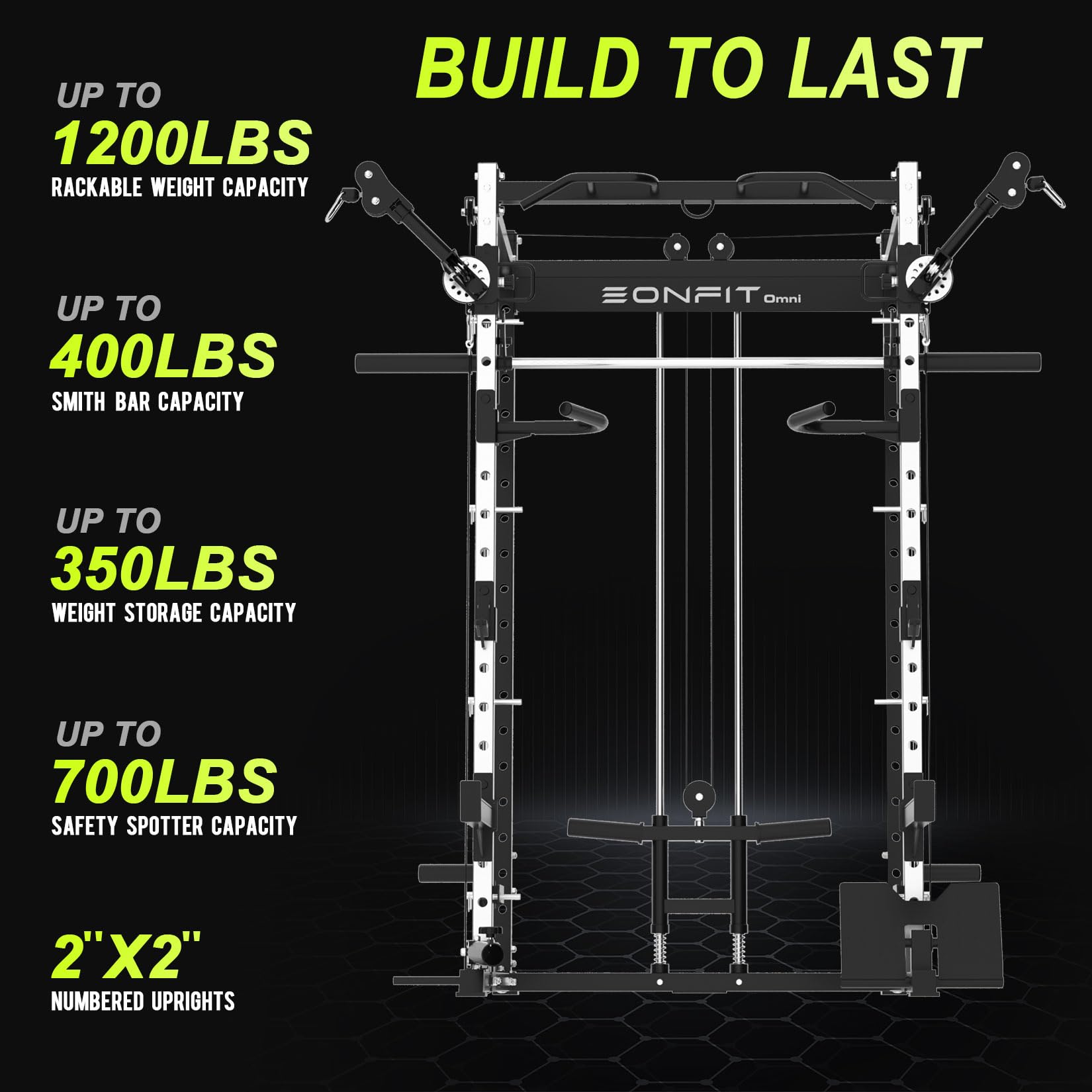 EonfitOmni Eonfit E3 Smith Machine for Home Gym with Cable Crossover System, Multi-Function Power Cage Squat Rack with LAT Pulldown for Home Gym Equipment