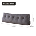 بالشتک گوه‌ای بزرگ برای تکیه‌گاه تخت، بالشت مطالعه، بالشت استوانه‌ای مثلثی برای نشستن در تخت - پشتیبانی موقعیت پشتی، بالشت بلند برای تخت روزانه (کویین: 59x8x20 اینچ، خاکستری)