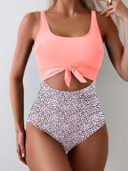 Eomenie Women's One Piece Swimsuit Tummy Control Slimming Bathing Suit Cutout Tie Knot Swimwear