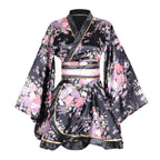 Kimono Costume Adult Japanese Geisha Floral Patten Gown Blossom Bathrobe Sleepwear With Obi Belt