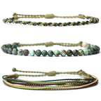 Handmade Natural Stone Beaded Healing Bracelet Gift for Men Adjustable Rope String Bracelet (Lava Rock, Adjustable)