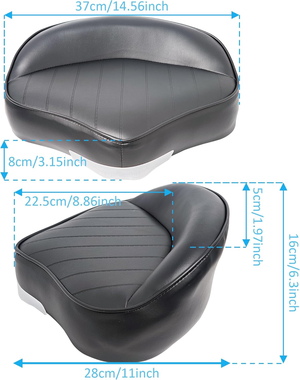 Pro Casting Boat Seat, Marine Grade Universal Fishing Bass Boat Seat Bike Butt Chair (Black)