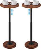 2Pack Drink Table, Small Side Table with Adjustable Height & Heavy-Duty Design, Pedestal Martini Tables for Small Spaces, Sofa Couch, Living Room, Bedroom, Supports up to 88 lbs, Rustic Brown