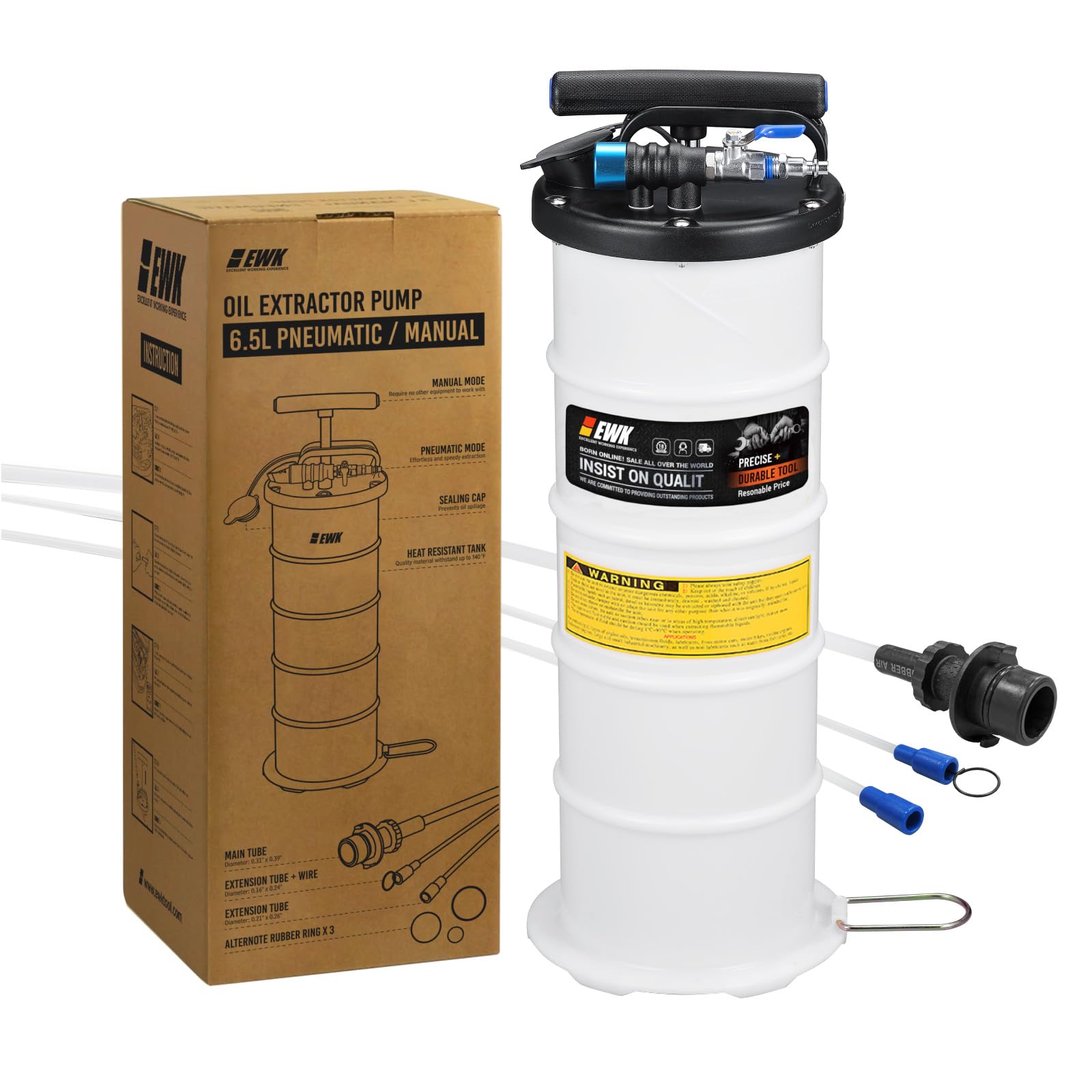 EWK 15L Pneumatic/Manual Oil Extractor Pump, Fluid Evacuator for Oil Change, Large Capacity Vacuum Evacuation Tool for Cars Trucks and Agricultural Machinery
