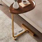 Small Side End Table New C Table Narrow Round Bed Sofa Couch Coffee Dinner Table for Snack Drink TV Tray, Slim Gold Rustic End Table Modern Simplicity, Metal and Wood - 24 Inch
