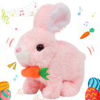 Hopearl Hopping Rabbit with Bell Interactive Electronic Pet Plush Bunny Toy with Sounds and Movements Animated Walking Wiggle Ears Twitch Nose Gift for Toddlers Birthday, Rainbow, 7''