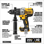 DEWALT 20V MAX XR Cordless Hammer Drill Driver Brushless, Heavy Duty 1/2", 3-Speed, Tool Only (DCD996B)