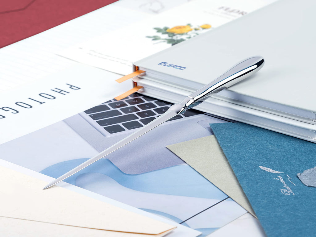 MUSROD Silvery Letter Opener, Envelope Opener Knife Metal Letter Opening Knife, Paul Revere Paper Cutting Knife, 9 inches (1 Pack)