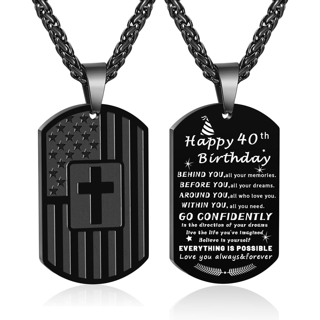 DuoDiner Graduation Gifts-American Dog Tag Necklace Bible Verse Pendant, First Communion Baptism Confirmation Religious Graduation Gifts for Him Boys Men Kids Teens Dad